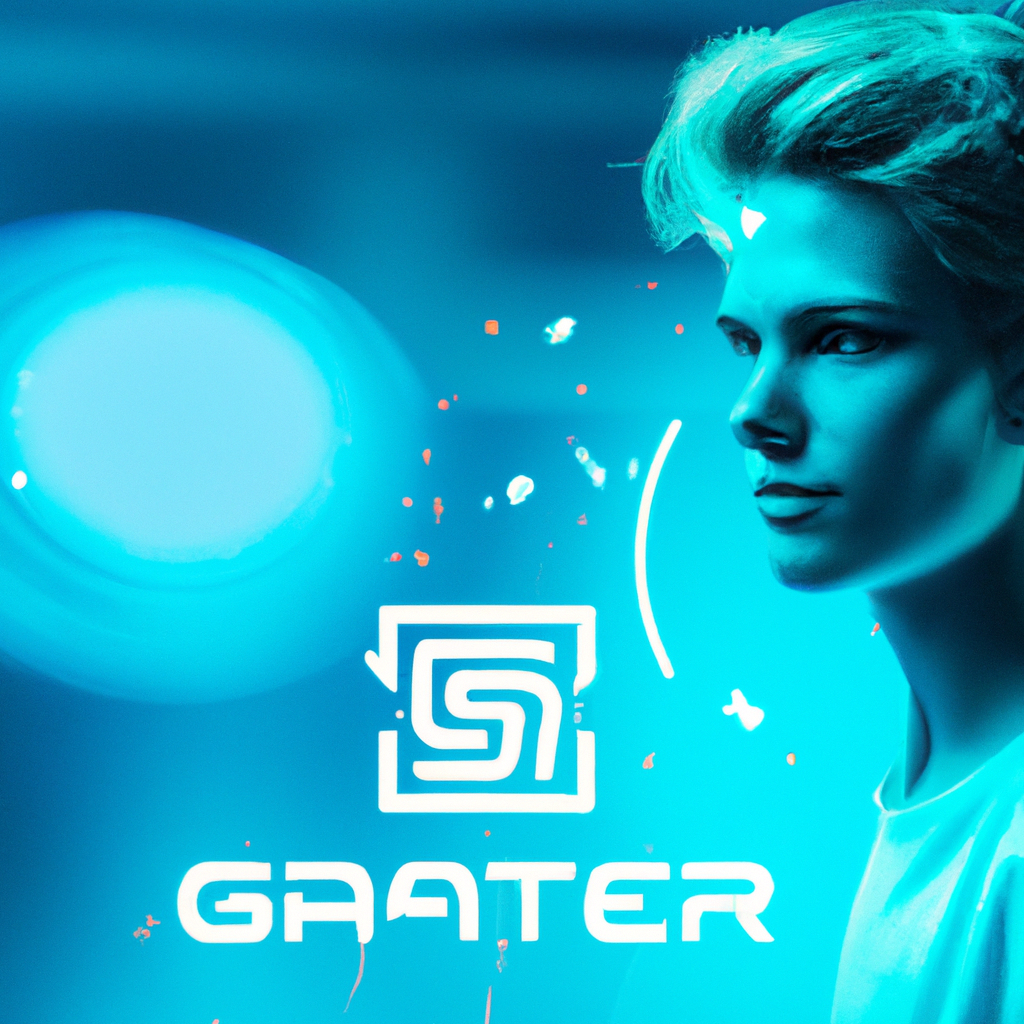 Player portrait with neon HUD — happy competitor